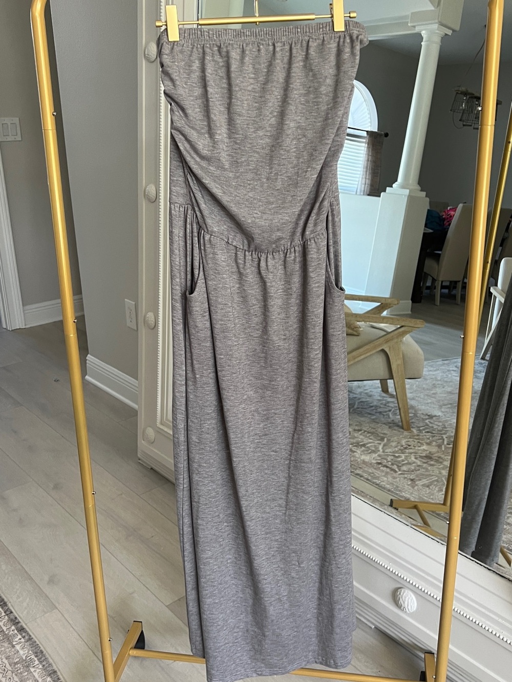 Everyday Strapless Maxi Dress in Heather Gray
